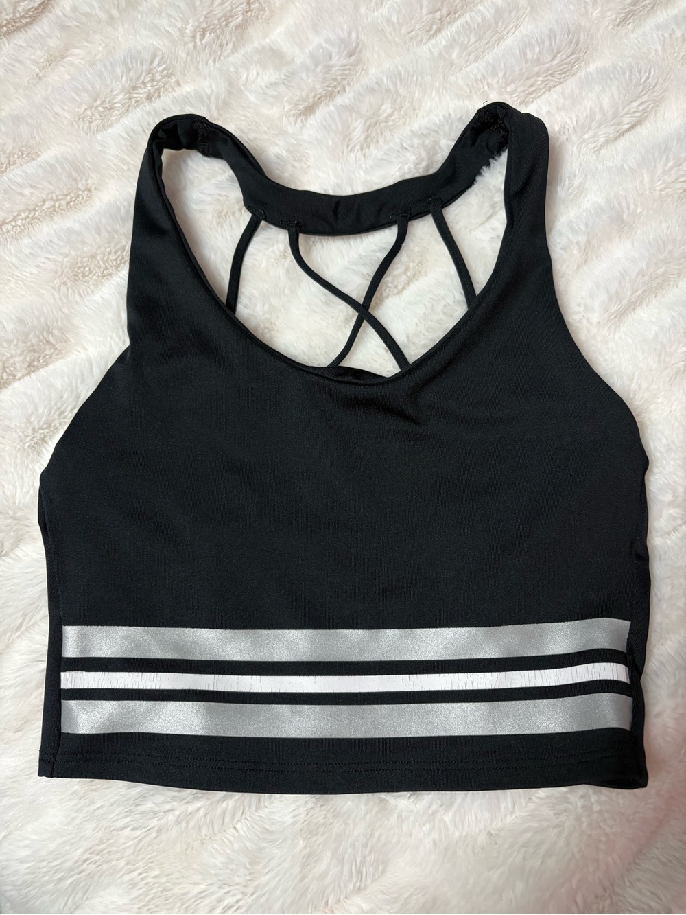 PINK Victoria's Secret Black Sports Bralette with Silver Stripes